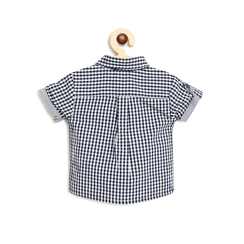 Boys White & Blue Short Sleeve Woven Shirt image number null